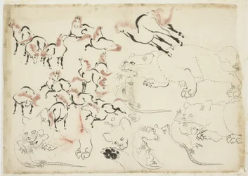 Studi di cavalli, gatti e ratti (da "Hokusai Manga"), c.1815-1849
