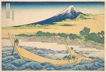 La baia di Tago vicino a Ejiri sulla Tōkaidō (Tōkaidō Ejiri Tago no ura ryaku zu), dalla serie “Le trentasei vedute del Monte Fuji” (Fugaku sanjūrokkei)