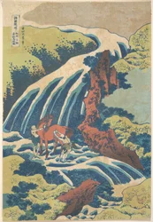 La cascata dove Yoshitsune lavò il suo cavallo a Yoshino, nella provincia di Yamato (Washū Yoshino Yoshitsune uma arai no taki), dalla serie “Un giro tra le cascate delle varie province” (Shokoku taki meguri)