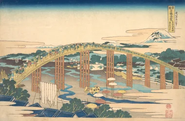 Ponte Yahagi a Okazaki sulla Tokaido Tokaido Okazaki Yahagi no hashi, dalla serie