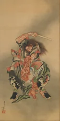 Zhong Kui Shoki che uccide un demone, periodo Edo, 1760-1868