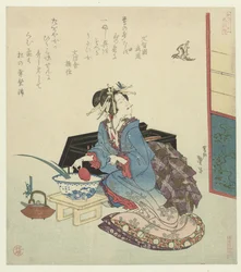 Geisha che guarda un cuculo