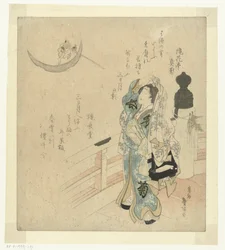 Donna su un ponte che guarda la luna