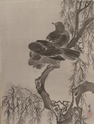 Due uccelli su un ramo, ca. 1887