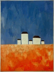 Paesaggio con cinque case