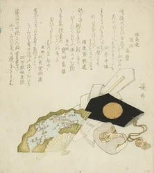 Ventaglio, maschera di scimmia e cappello