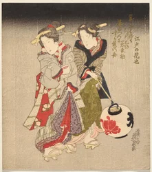 Cortigiana di Fukagawa e una Cameriera di Notte