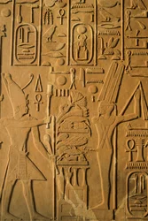 (dettaglio) Rilievo dalla Cappella Bianca di Senusret I a Karnak, Medio Regno; Raffigura Horus, 2001