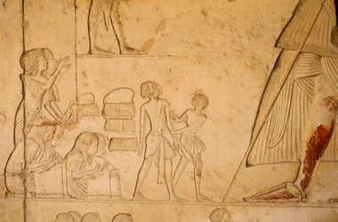 Rilievo dalla tomba di Horemheb; raffigura scribi che registrano prigionieri, 2003