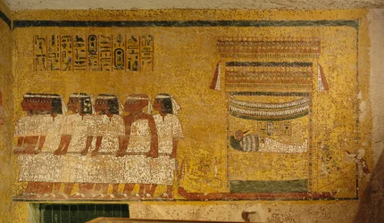 Pittura murale nella tomba di Tutankhamon, Egitto, Nuovo Regno, Valle dei Re, 2003