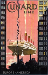 Poster della Cunard Line Europa-America, USA, c. 1900