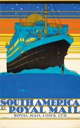 Poster che pubblicizza il Sud America con Royal Mail Lines