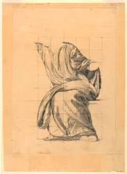 Studio di drappeggio per la figura della Pace in "La beneficenza della legge," Murale al tribunale della contea di Essex, Newark, New Jersey