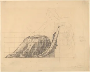 Studio di Drappeggio per Figura Femminile Distesa per "Pittura"