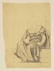 Studio di drappeggio per "La vita attiva," lunetta nell