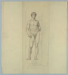 Studio di Nudo per Figura di "Coraggio," Finestra Commemorativa a Jacob Dolson Cox, Oberlin College