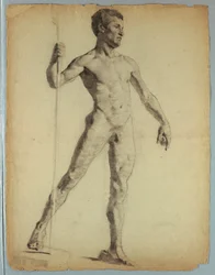 Studio di nudo di uomo che cammina