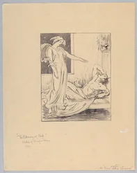 "La benedizione del sonno," studio per un poster per il composto di sedano di Paine