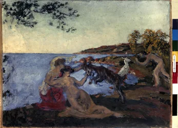 Motivo mitologico. Dipinto di Ker Xavier Roussel (1867-1944), circa 1903. Olio su cartone. Nabis. Dim: 47x62cm. Museo dell