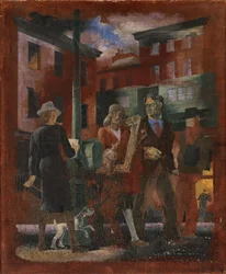 Scene di New York--Greenwich Village (studio murale, stazione postale di Madison Square, New York)