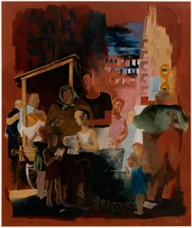 Scene di New York--Lower East Side (studio murale, stazione postale di Madison Square, New York City)
