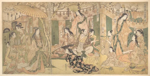 Veduta dei piaceri del Taiko e delle sue cinque mogli a Rakutō