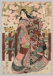 Chōzan di Chōjiya dalla serie Trittico di bellezze davanti alle persiane