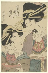 Geisha con bambole sumo