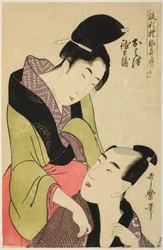 Ohatsu e Tokubei, dalla serie "Motivi alla moda in stile Utamaro (Ryuko moyo Utamaro-gata)"