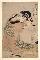 Omu Komachi Pappagallo Komachi, dalla serie Sette Komachi dei Quartieri del Piacere, ca 1802