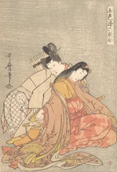 Il poeta Ariwara no Narihira e Ono no Komachi, ca. 1798