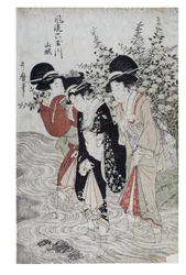 Tre bijin nel fiume, periodo Edo, 1790-1804 circa (stampa xilografica su carta)