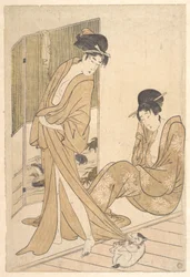 Due giovani donne avvolte in yukata dopo il bagno