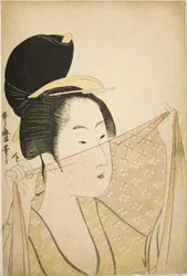 Donna che solleva un pezzo di tessuto (Nuno o kazasu onna)