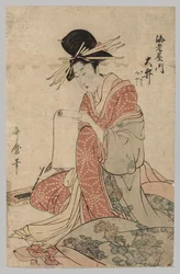 Donna di Yoshiwara che legge un rotolo