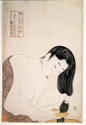 Donna che si dipinge. Opera di Utamaro Kitagawa