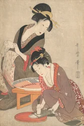 Donne che preparano sashimi, 1806-20