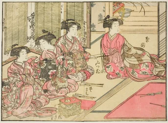 Cortigiane di Kiriya, dal libro "Specchio delle belle donne dei quartieri del piacere (Seiro bijin awase sugata kagami)," vol. 2