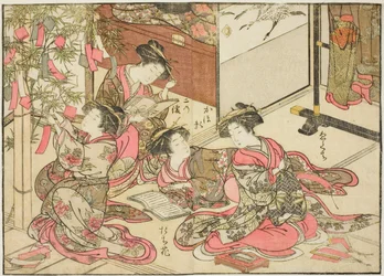 Cortigiane di Shin Kanaya, dal libro "Specchio delle belle donne dei quartieri del piacere (Seiro bijin awase sugata kagami)," vol. 2