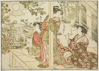 Cortigiane di Yotsumaya, dal libro "Specchio delle belle donne dei quartieri del piacere (Seiro bijin awase sugata kagami)," vol. 2