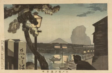 Monte Fuji al crepuscolo dal Ponte Edo