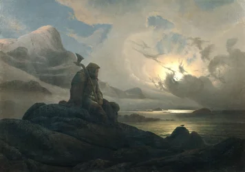 Paesaggio costiero con persona