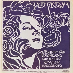 Copertina del 4° numero del 1899 di Ver Sacrum, la rivista degli artisti del movimento Art Nouveau Sezession ...