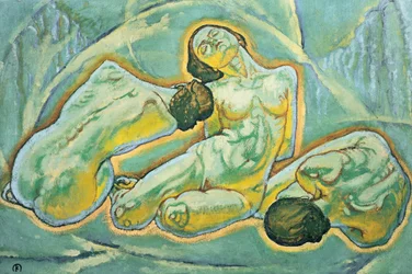 Drei kauernde Frauen - Tre donne accovacciate ... (dipinto su tela)