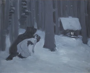 Il sogno di Tatiana. Illustrazione per il romanzo in versi Eugenio Onegin di A. Pushkin