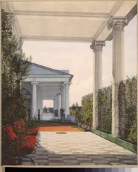 Veduta della colonnata dalla camera dell