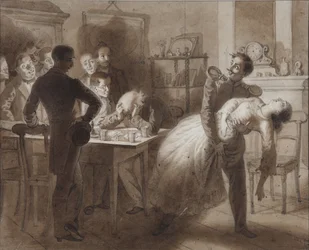 Illustrazione alla poesia La moglie del tesoriere di Tambov di M. Lermontov, 1862