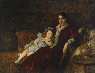 Interno con madre e figlia, 1884