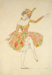 Design per il Costume di Anna Pavlova come Colombina in 