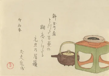 Natura morta con bollitore di vino e tazza su supporto, 1795, anno del coniglio